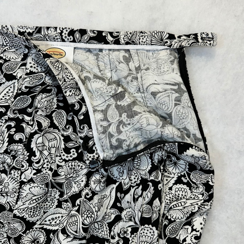 Talbots Maxi Skirt Women 8 Black White Floral Paisley Linen Blend Boho Coastal - Picture 8 of 10